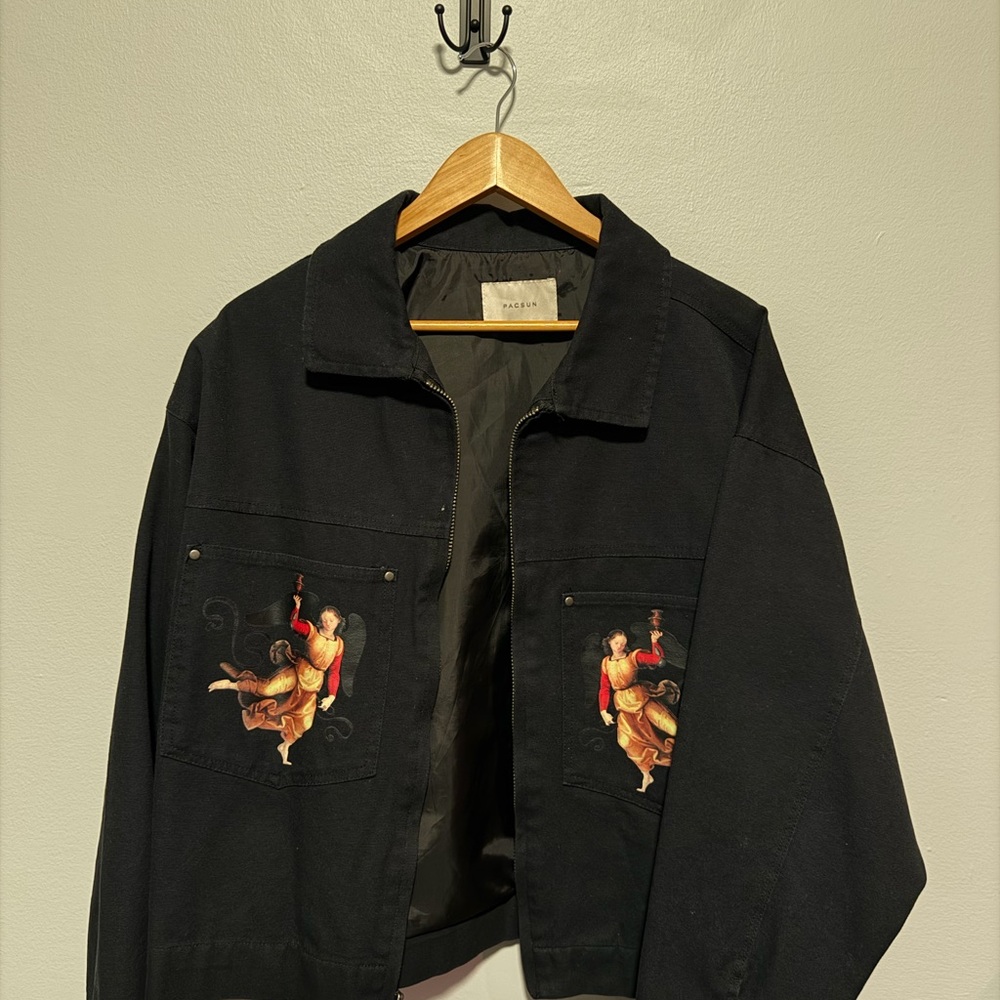 PacSun Black Embroidered Pocket Shirt Jacket
